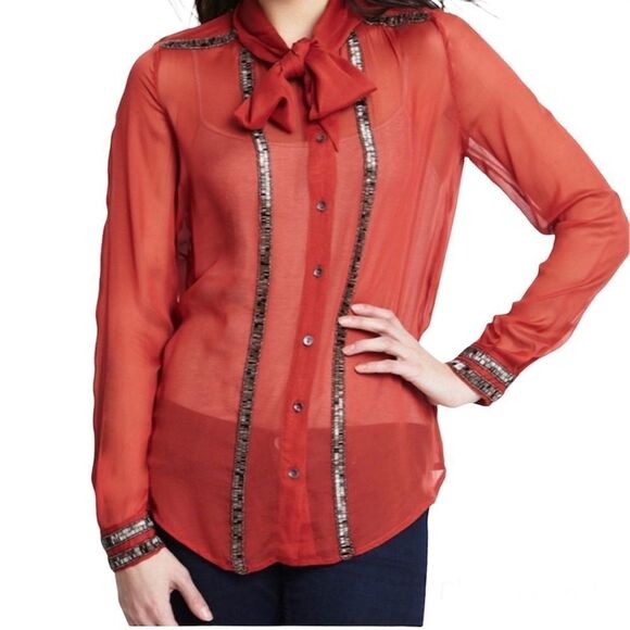 French Connection Silk Bow Blouse - Picture 1 of 7